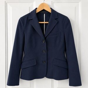 Theory Navy Tailored Three-Button Blazer